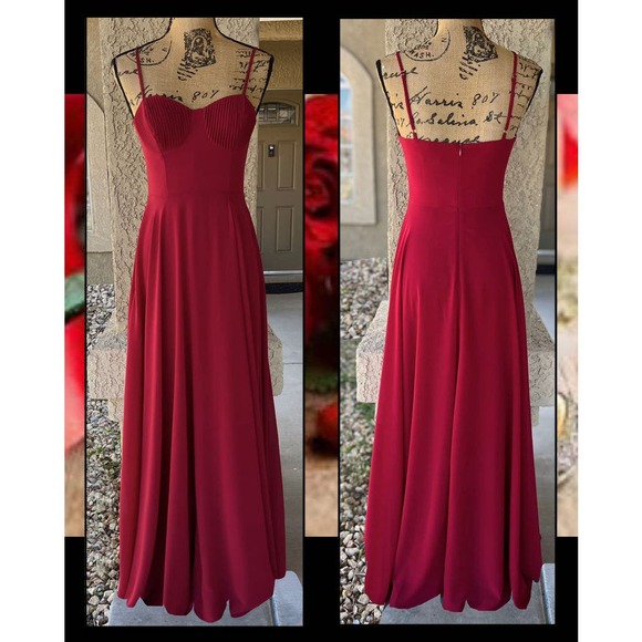 Lulus Cause for Commotion Red Pleated Bustier Maxi Dress Size XS - Picture 5 of 14